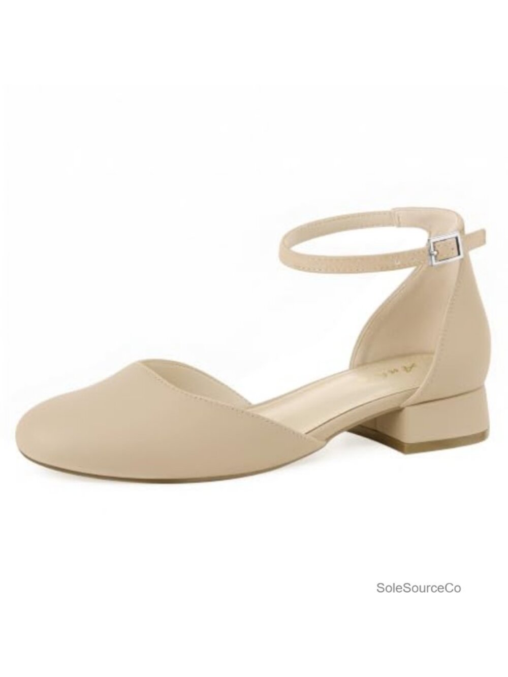 Ankis Women's Closed Toe Low Block Heel D'Orsay Dress Pumps Buckle Ankle Strap